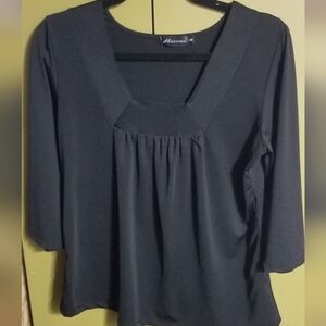 Maccine square collar black top